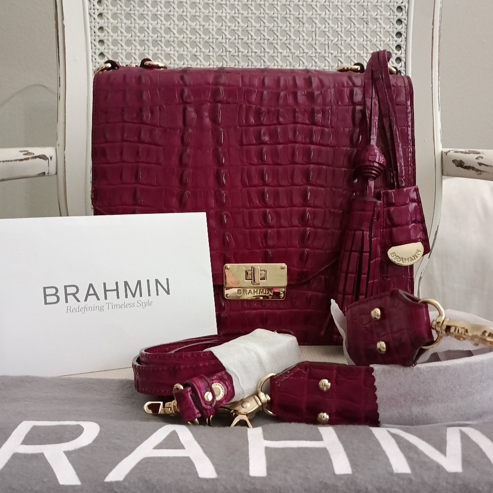 NWT Rare Beautiful Brahmin Purple  "Ophelia" 100% Leather Bag